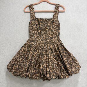 Sky to Moon Dress Womens Small Brown Black Leopard Animal Print Mini Fit & Flare